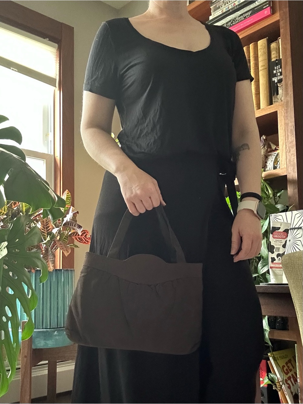 Vintage Brown Fabric Handbag - Simple Tote Style